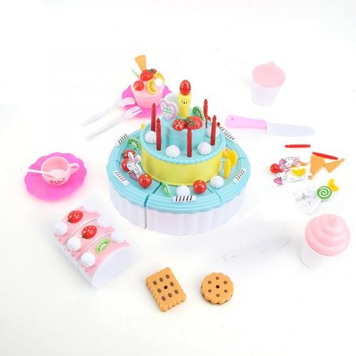 Jouets De Cuisine Pour Faire Semblant De Jouer À La Cuisine, Coupe De Fruits, Gâteau D'anniversaire, Jouet Miniature Avec Son Léger, Jouet Éducatif