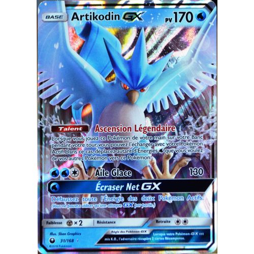 Carte Pokémon 31/168 Artikodin Gx Sl7 - Soleil Et Lune - Tempête Céleste Neuf Fr