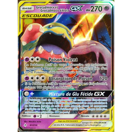 Carte Pokémon 61/214 Grotadmorv & Grotadmorv D'alola Gx Sl10 - Soleil Et Lune - Alliance Infaillible Neuf Fr