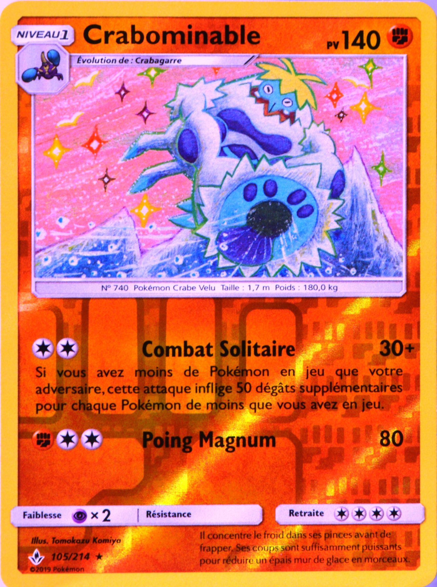 Carte Pokémon 105/214 Crabominable - Reverse Sl10 - Soleil Et Lune - Alliance Infaillible Neuf Fr