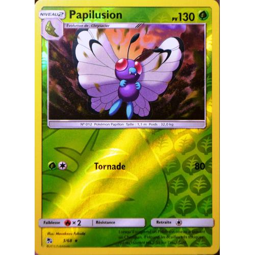 Carte Pokémon 3/68 Papilusion - Reverse Sl11.5 - Soleil Et Lune - Destinées Occultes Neuf Fr