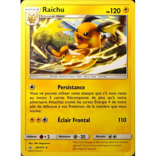 Carte Pokémon 55/214 Raichu Sl10 - Soleil Et Lune - Alliance Infaillible Neuf Fr