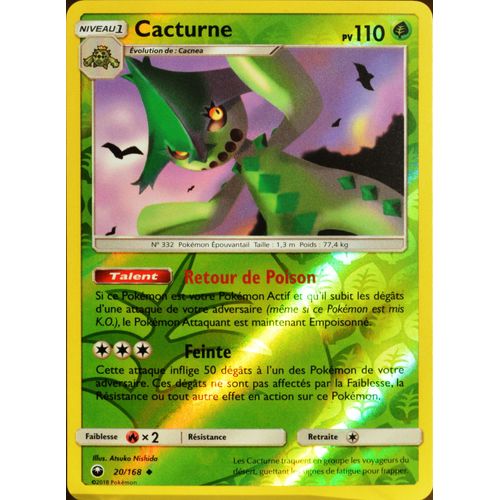 Carte Pokémon 20/168 Cacturne - Reverse Sl7 - Soleil Et Lune - Tempête Céleste Neuf Fr