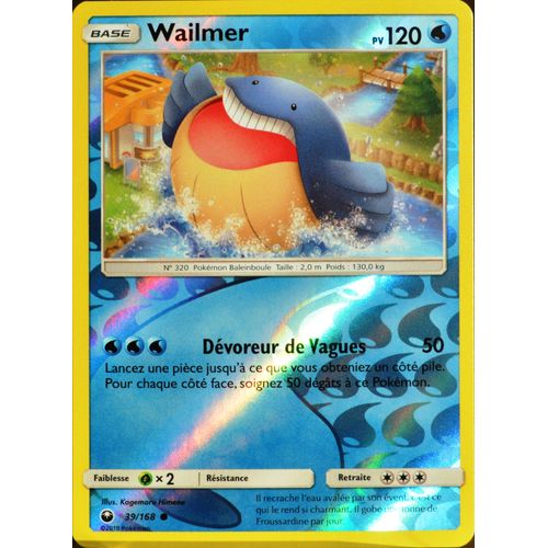 Carte Pokémon 39/168 Wailmer - Reverse Sl7 - Soleil Et Lune - Tempête Céleste Neuf Fr