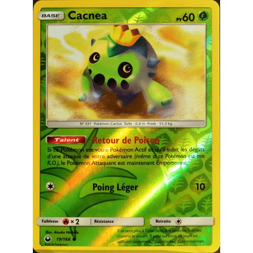 Carte Pokémon 19/168 Cacnea - Reverse Sl7 - Soleil Et Lune - Tempête Céleste Neuf Fr