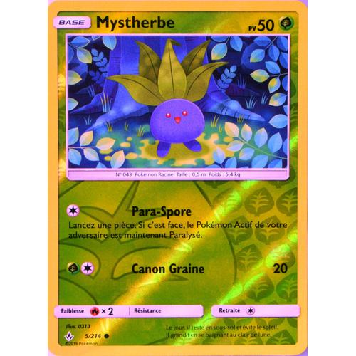 Carte Pokémon 5/214 Mystherbe - Reverse Sl10 - Soleil Et Lune - Alliance Infaillible Neuf Fr