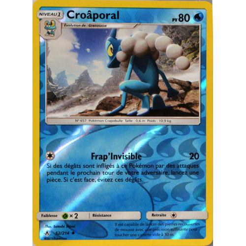 Carte Pokémon 52/214 Croaporal - Reverse Sl10 - Soleil Et Lune - Alliance Infaillible Neuf Fr