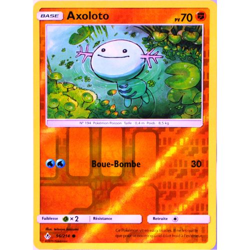 Carte Pokémon 96/214 Axoloto - Reverse Sl10 - Soleil Et Lune - Alliance Infaillible Neuf Fr