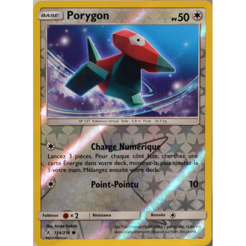 Carte Pokémon 154/214 Porygon - Reverse Sl10 - Soleil Et Lune - Alliance Infaillible Neuf Fr