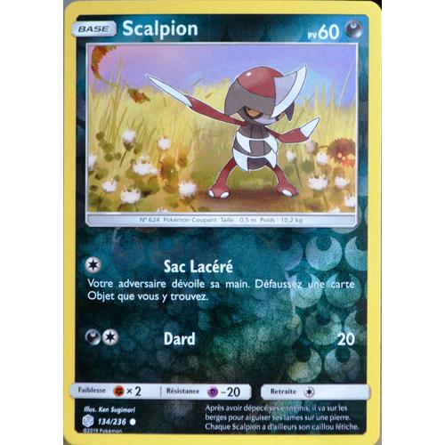 Carte Pokémon 134/236 Scalpion - Reverse Sl12 - Soleil Et Lune - Eclipse Cosmique Neuf Fr