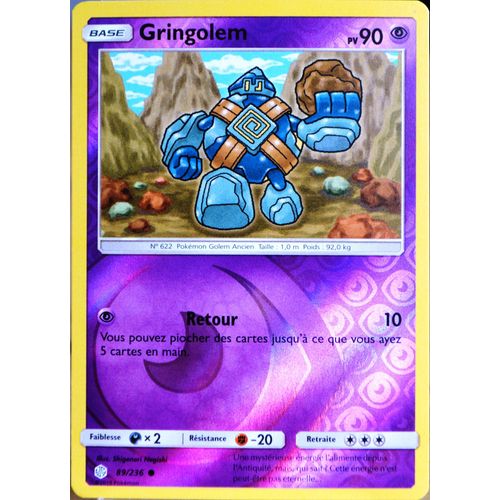 Carte Pokémon 89/236 Gringolem - Reverse Sl12 - Soleil Et Lune - Eclipse Cosmique Neuf Fr