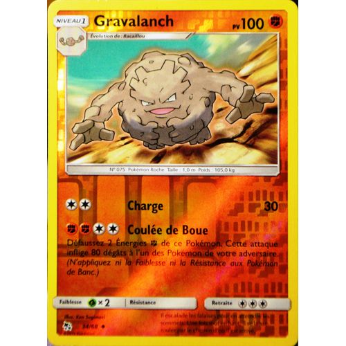 Carte Pokémon 34/68 Gravalanch - Reverse Sl11.5 - Soleil Et Lune - Destinées Occultes Neuf Fr