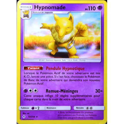 Carte Pokémon 72/214 Hypnomade Sl10 - Soleil Et Lune - Alliance Infaillible Neuf Fr