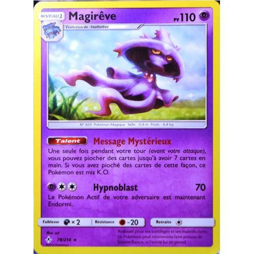 Carte Pokémon 78/214 Magirêve Sl10 - Soleil Et Lune - Alliance Infaillible Neuf Fr