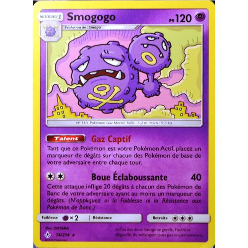 Carte Pokémon 74/214 Smogogo Sl10 - Soleil Et Lune - Alliance Infaillible Neuf Fr