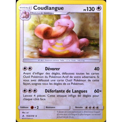 Carte Pokémon 153/214 Coudlangue Sl10 - Soleil Et Lune - Alliance Infaillible Neuf Fr