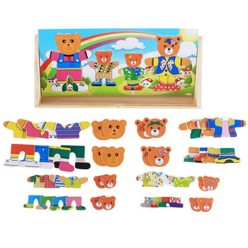 Petit Ours Change De Vêtements, Puzzle En Bois Pour L'éducation Précoce Des Enfants, Jeu D'habillage, Jouets Puzzle Pour Bébés, Meilleur Cadeau