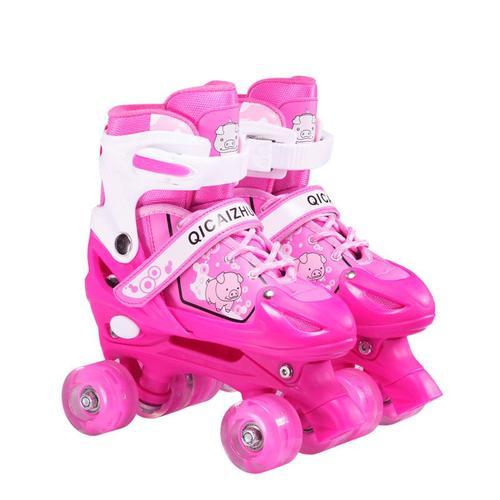 Patins À Roulettes - Rollers De Marque - Rollers Enfants Réglables Avec Flash - Rose Zs308038