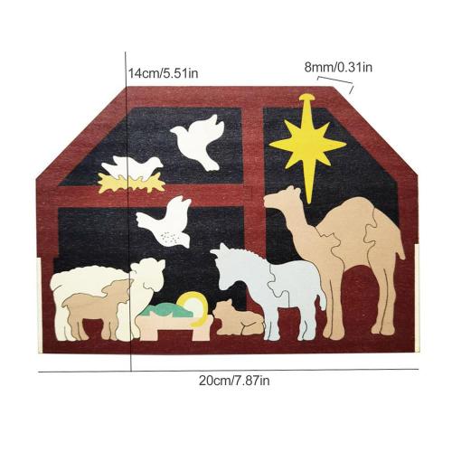 Puzzle En Bois Pour Adultes Et Enfants, Puzzle De Noël Nativité, Avec Design D'animaux Du Désert, Jeu De Figurines De Bureau