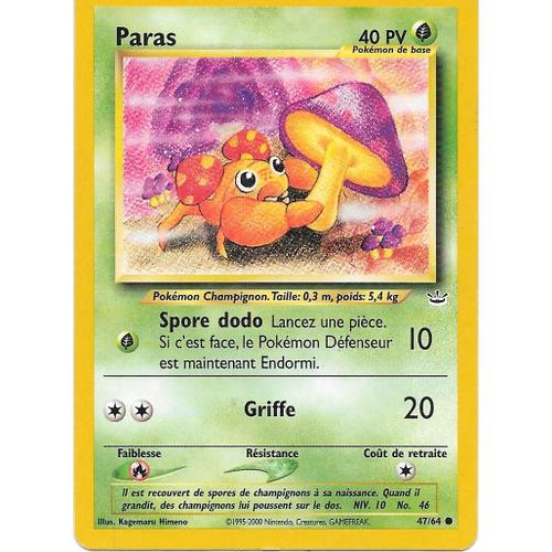 Carte Pokemon Paras 47/64 40 Pv