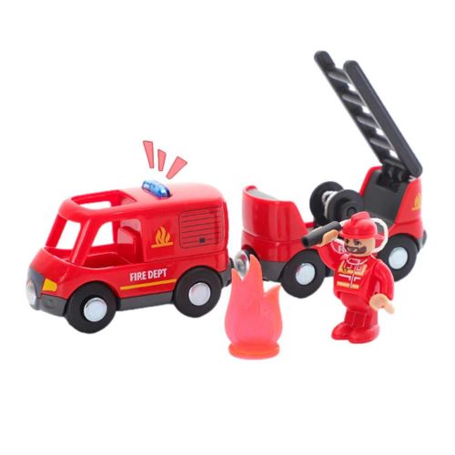 Camion De Pompiers Magnétique Avec Train En Bois Compatible Avec Brio, Jouets Pour Enfants, Cadeau Pour Garçons Et Filles, Nouvelle Collection