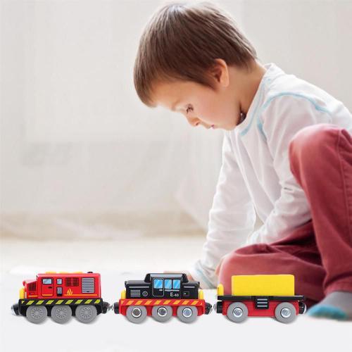 Train Électrique Pour Enfants, Jouet De Train Magnétique, Locomotive De Chemin De Fer Connectée Magnétiquement, Piste En Bois, Cadeau Pour Enfants
