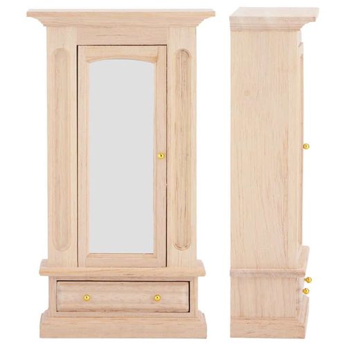 Garde-Robe Miniature En Bois Pour Maison De Poupée 1:12, Avec Armoire À Miroir, Accessoires De Meubles, Ornement De Scène De Chambre À Coucher, Jouet De Jeu, 1 Pièce