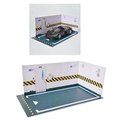 Mini Scène De Parking Exquise À Échelle 1/24, Ornement De Vitrine, Simulation De Garage Modifié, Décoration De Table Pour La Maison
