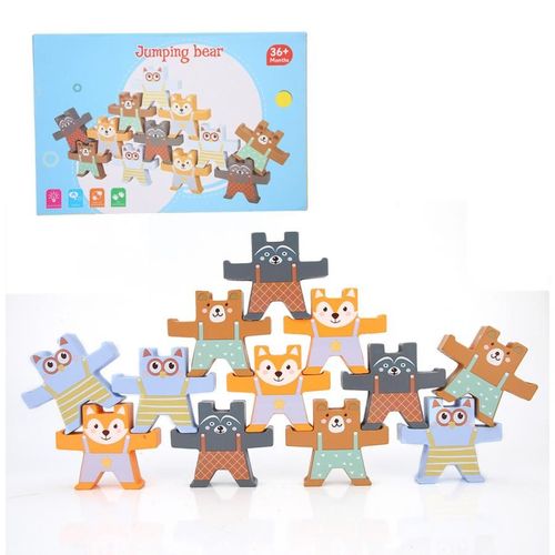 Jeu De Blocs De Construction En Bois Pour Bébés, Jouets Éducatifs Pour Enfants, Ours En Bois