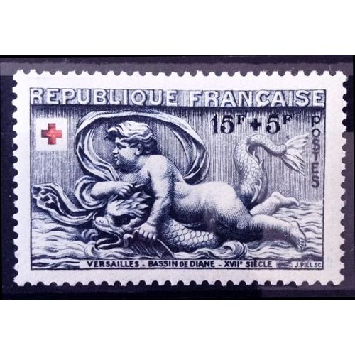 Croix Rouge 1952 - Motifs Bassin Diane 15f+5f Bleu Foncé (Superbe N° 938) Neuf* - Cote 4,00 - France Année 1952 - N11394