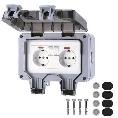 Double Waterproof Socket With Independent Switch, Ip66 Outdoor Power Socket With Protective Cover, Waterproof Wall Socket