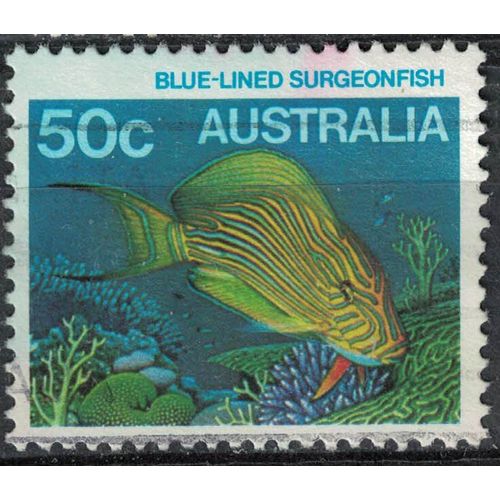 Australie 1984 Oblitéré Used Fish Acanthurus Lineatus Poisson Chirurgien Rayé Su