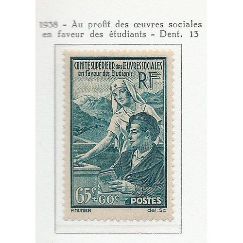 Yvert France N° 417. Oeuvres Sociales En Faveur Des Étudiants. Neuf Sc** (Mnh)