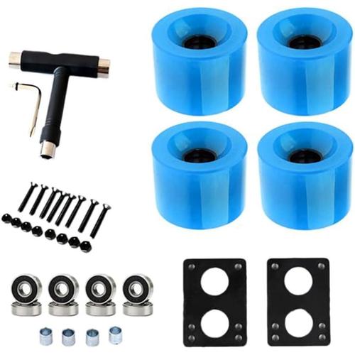 80a Roues De Skateboard De Remplacement Avec Roulements Longboard Pu Roues Cruiser Roues Street Upgrade Remplacement, Bleu