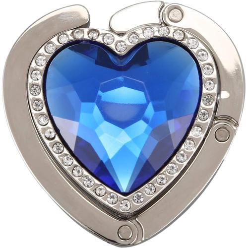 Crochet sac a main pliage Bleu en forme de coeur avec diamant