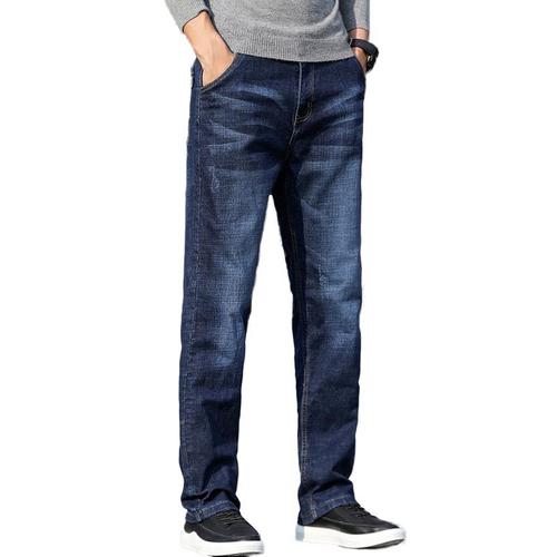 Jeans Relaxed/Loose Fit Homme Stretch 5 Poches Pantalon En Jean Effet Délavé Tissu Comfortable