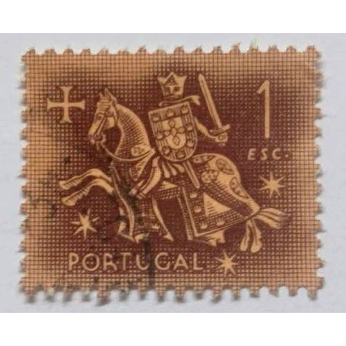 Timbre Portugal - 1 Esc. - 1953 - Black Mounted Knight