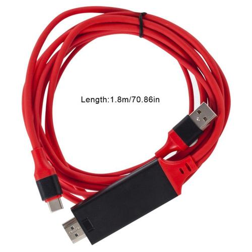 USB 3.1 Type C vers HDMI cable adaptateur 4K 2K cable USB C HDMI convertisseur UHD type c HDMI chargeur de prise en charge Rouge