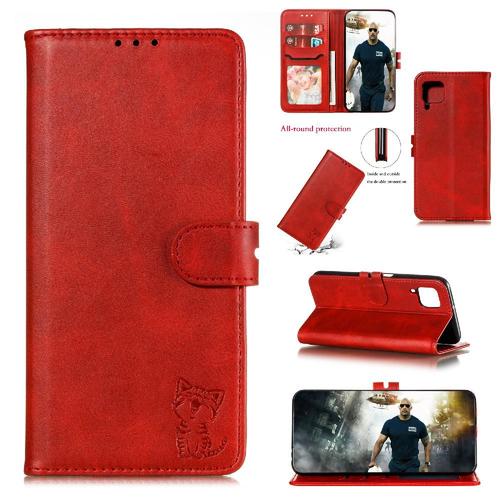 Portefeuille Étui Pour Huawei P40 Lite Fermeture Magnétique En Relief Toute La Protection Ronde Titulaire De La Carte Bicelle - Rouge