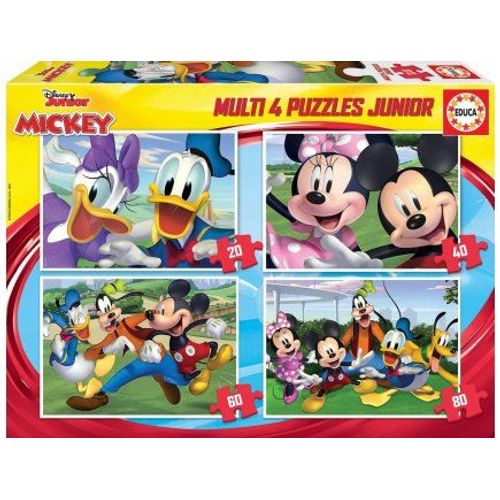 4 Puzzles Disney - Mickey Pluto Minnie Dingo Et Donald 20 - 40 - 60 - 80 Pieces