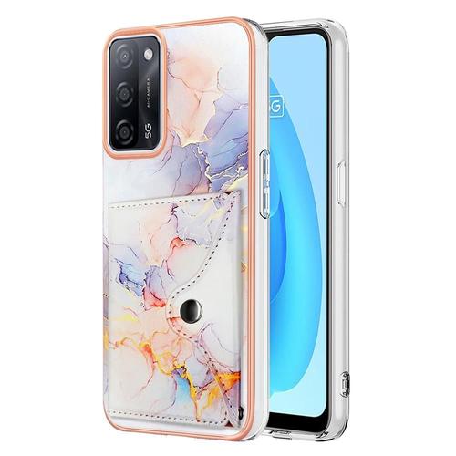 Étui Pour Oppo A16/A16s/A54s Fentes Pour Cartes Marbre Portefeuille Slim Pare-Chocs En Tpu Souple - Blanc