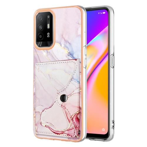 Étui Pour Oppo A94 5g/A95 5g Marbre Portefeuille Slim Pare-Chocs En Tpu Souple Fentes Pour Cartes - Couleur Rose