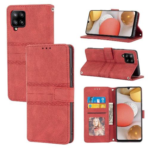 Flip Étui Pour Samsung Galaxy A42 5g/ M32 5g Protection Antichoc Cuir Pu Étui Portefeuille Bicelle Fermeture Magnétique - Rouge