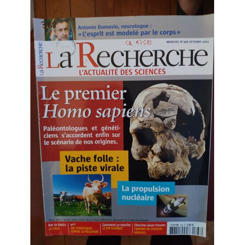 La Recherche L'actualité Des Sciences N° 368 Octobre 2003 Le Premier Homo Sapiens  N° 368