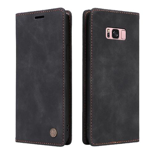 Flip Étui Pour Samsung Galaxy S8 Plus Couverture Rabotant Étui En Cuir Portefeuille Simple Entreprise Antichoc - Noir