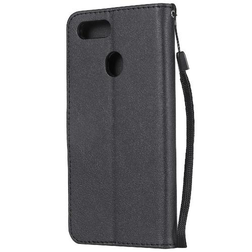 Flip Étui Pour Oppo F9 Avec Fente Pour Carte Couleur Solide Classique Étui De Téléphone Portefeuille D'affaires Cuir De Haute Qualité - Noir