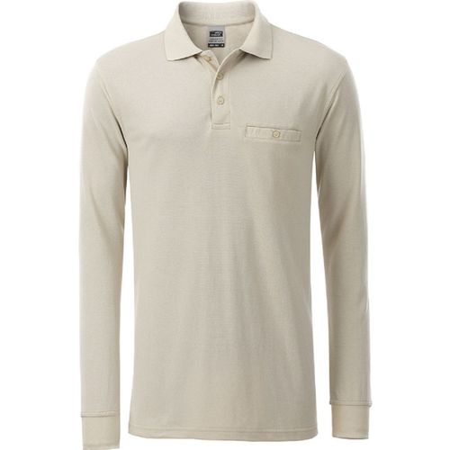 Polo Homme Poche Poitrine Manches Longues - Jn866 - Beige Pierre - Workwear
