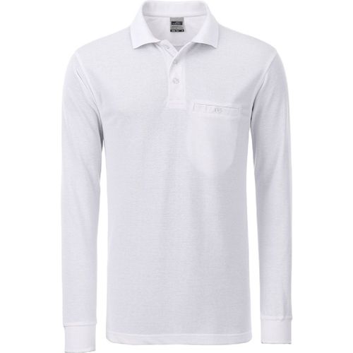 Polo Homme Poche Poitrine Manches Longues - Jn866 - Blanc - Workwear