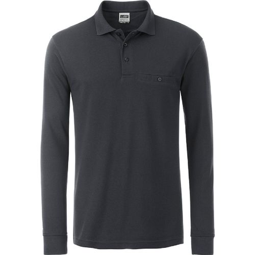 Polo Homme Poche Poitrine Manches Longues - Jn866 - Gris Carbone - Workwear