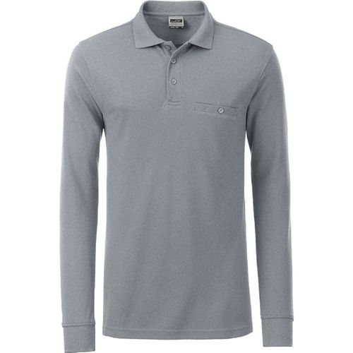 Polo Homme Poche Poitrine Manches Longues - Jn866 - Gris Chin? Fonc? - Workwear